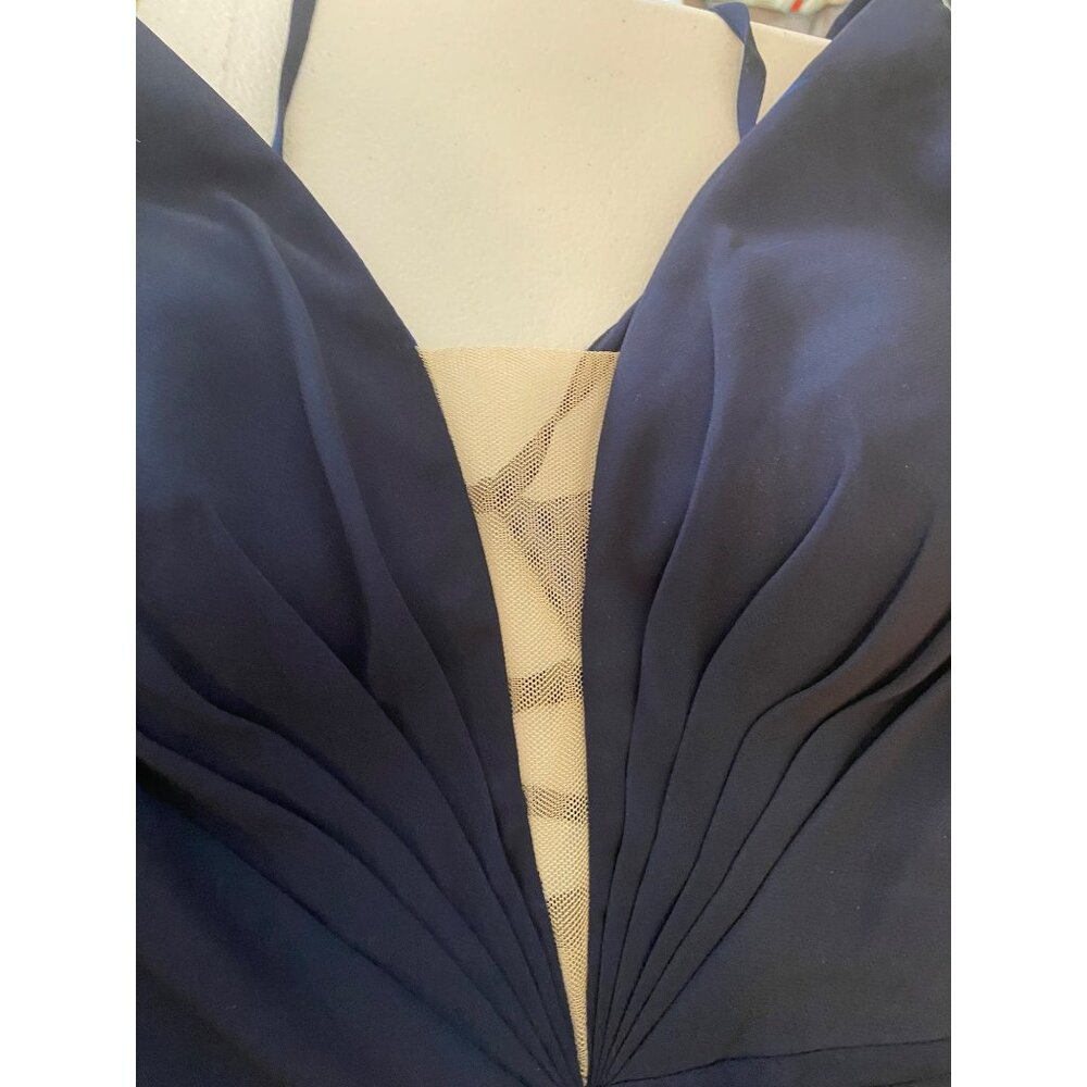 Betsy & Adam Formal Maxi Dress Ombre Blue & Black Chiffon Lace up Open Back Sz 6 - Picture 7 of 15